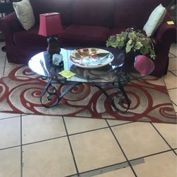 Large Glass Steel Coffee Table