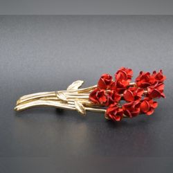 Vintage Avon Gold Red Rose Brooch – DM©97