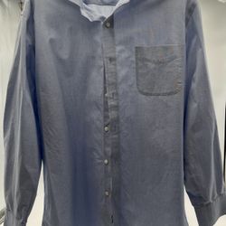 Ralph Lauren Men Long Sleeve Button Down Blue Gray Shirt Slim Fit 18 34/35