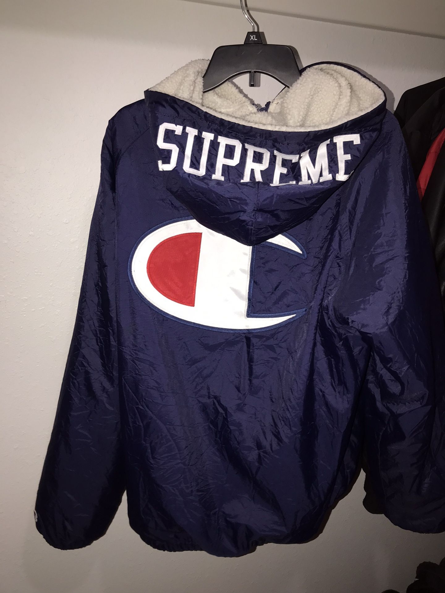 supreme x champion sherpa lined jacket