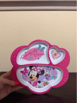 Zak Designs Disney Bouquets of Bows Melamine Childs Divided Plate Minnie Daisy