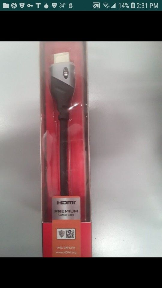 Brand new 6ft HDMI cable with red LED light color coding