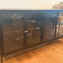 Modern Black Glass Door Media Console / Sideboard – 67”