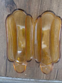 Amber Glass Celery Dish Set of Two