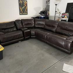 Brown Leather Couch 