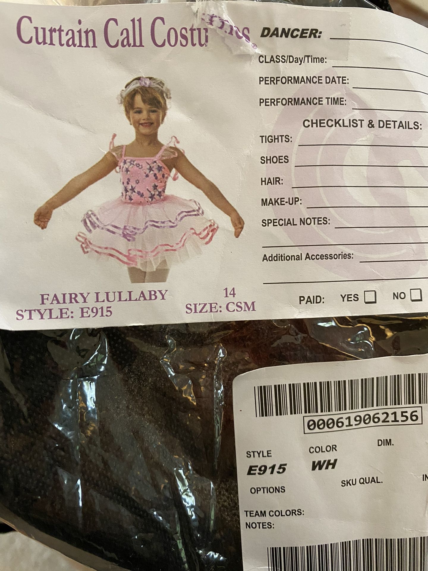 Girl’s Fairy Lullaby Curtain Call Dance Costume