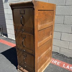 Antique Quarter-Sawn Oak Filing Cabinet – 3 Drawer Vintage Office Cabinet