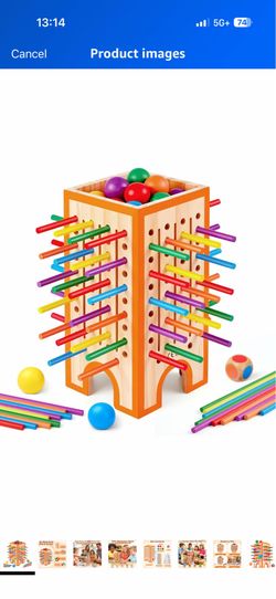 Montessori Board Game for Kids 4-6, 42 Colorful Wooden Sticks Dice Game with 12 Balls, Math & Counting Educational Toy for 3 4 5 6 Year Olds, Fine Mot