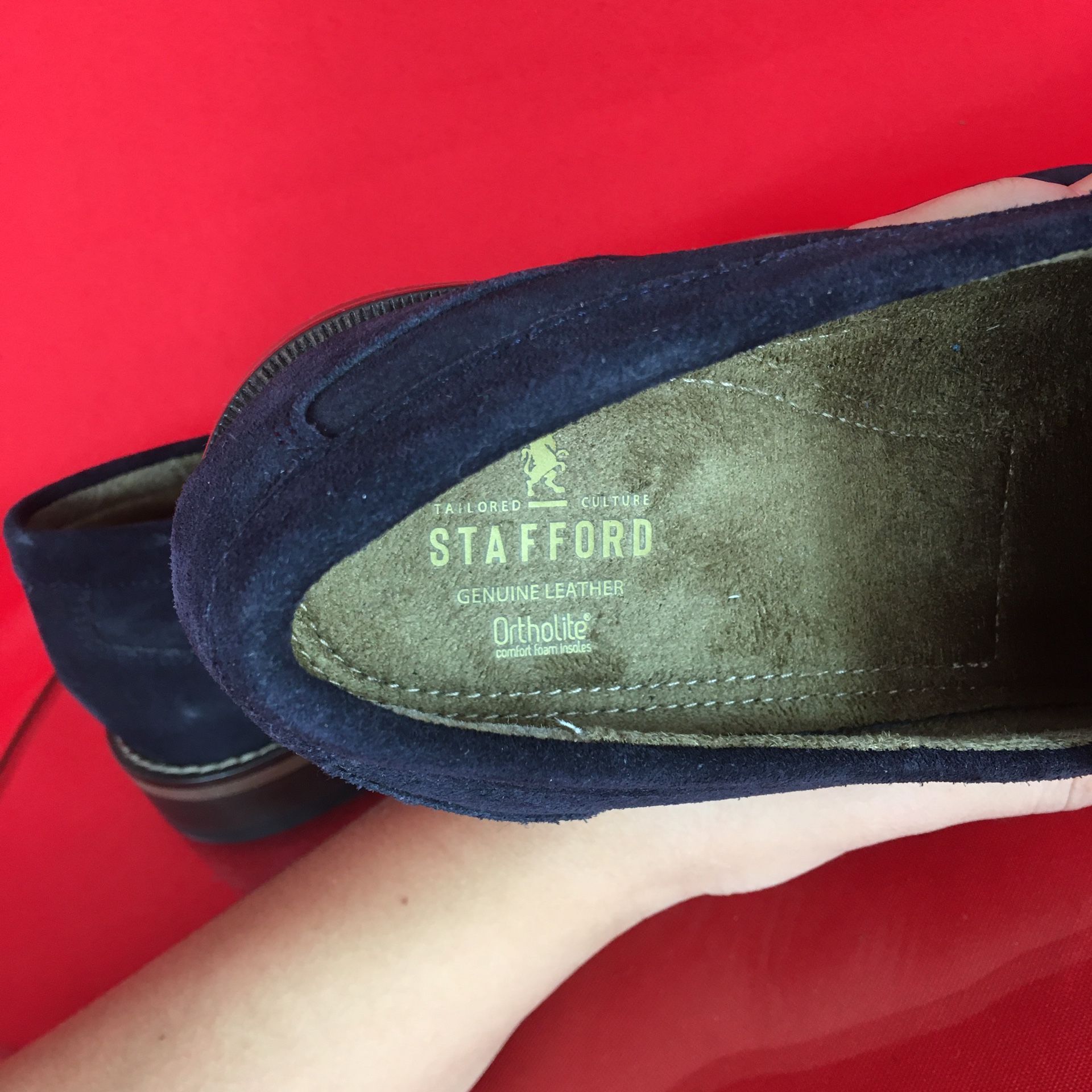 STAFFORD MENS DEAN ORTHOLITE SUEDE‎ LOAFERS  NAVY BLUE  GENUINE LEATHER SIZE  10 Ferro Aldo Men main image 2