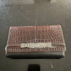 Brighton Black/Brown Leather Wallet Clutch