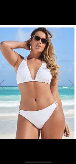 Beach babe white triangle triple sting bikini