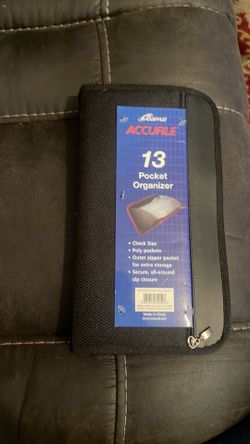 Brand New Ampad Accufile 13-Pocket Check Size Organizer - Black Zippered