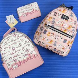 Loungefly Disney Dogs and Cats Mini Backpack and Danielle Nicole Aristocats Mini Backpack and Matching Wallet - ALL NWTs 