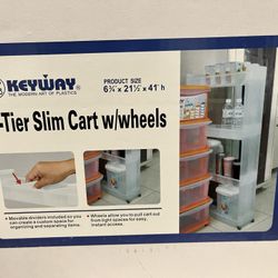 (4) - Tier Slim Cart With Wheels - (New) 6-3/4" X 21-1/2" X 41" - H Removable Dividers   (Never Opened The Box)