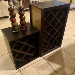 2 Wine Racks + Decorative Bottles 