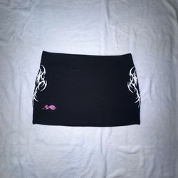 Civil Regime Pink Authority Concrete Mini Skirt Black Tribal Cybery2k Large NWT