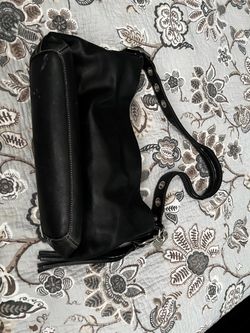 Coach Black Leather Shoulder Bag with Tassel