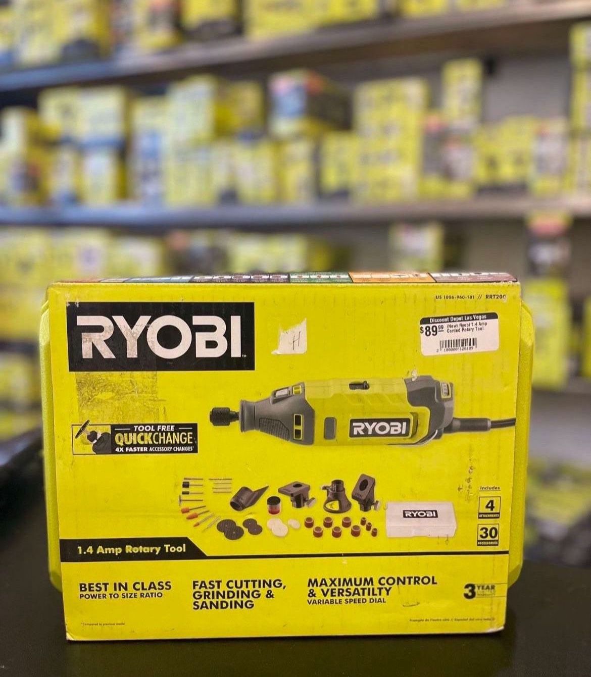 RYOBI 1.4 AMP ROTARY TOOL KIT WITH 4 ATTACHMENTS & 30 ACCESSORIES