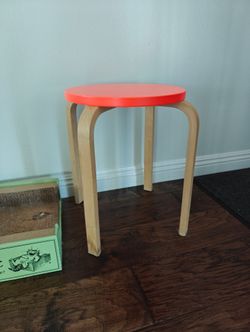 Orange Wood Stool