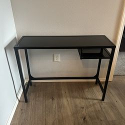 Black Glass Top Desk / Console Table 