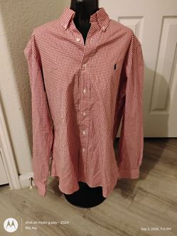 Raphael Lauren Red and White Checkered long sleeve button up shirt