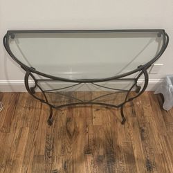 Glass/Iron Rod End Table
