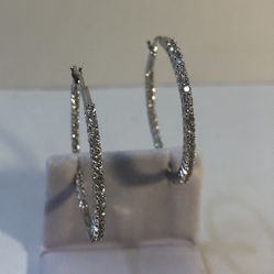 NIB 4 Ct Inside Out Lab created White Sapphire Sterling Silver large earrings