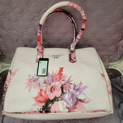 New With Tags Guess Blush Floral Handbag Purse Tote Large 15"