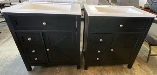 Brand new!!! 2-Pack 30” Black Bathroom Vanity with Sink – Modern Bathroom Vanity Cabinet with 2 Drawers & Tip-Out Drawer, Storage Cabinet for Bathroom