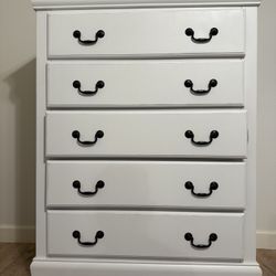 Bedroom Farmhouse Black White Real Wood 4 Piece Furniture Set 