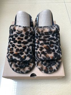Brand New In Box Leopard Print Fluff Yeah Ugg Slides Sizes 5 to 12