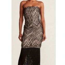 Sequin strapless dress with fringe 1920s style
