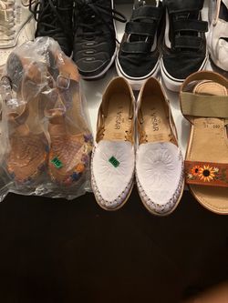 Visar White Leather Woven Flats Size 8