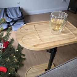 Side Table Wood And Metal Adjustable Easy Clean 