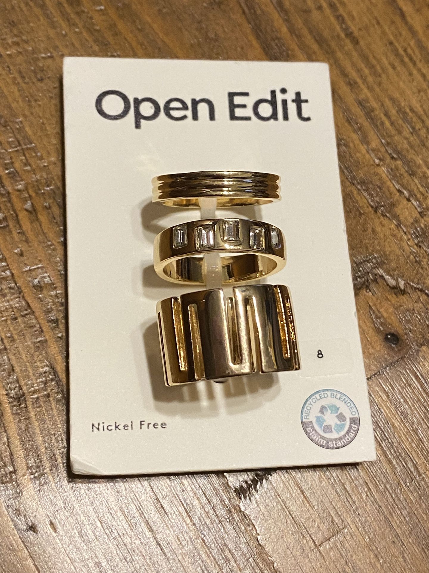 Set Of 3 Gold Tone Rings By Open Edit