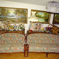 2 Italian Tufted Vintage Sofas Retro