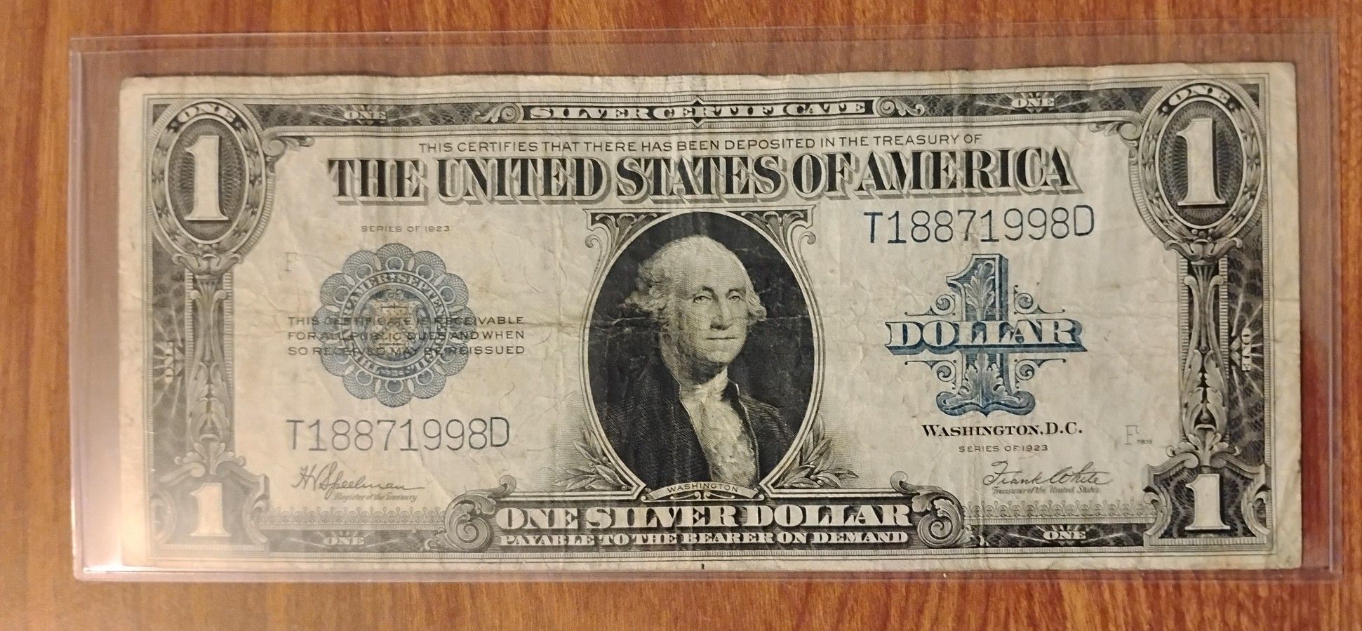 1923 USA America Large Size Horse Blanket $1 Dollar Silver Certificate Bill Banknote Currency
