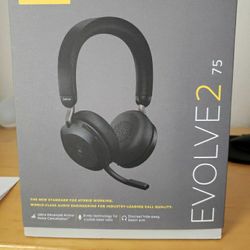 Brand New Jabra Evolve2 75 PC Wireless Headset with 8-Microphone Technology -

