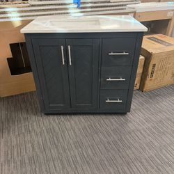 36” Bathroom Vanity In Charcoal Blue 