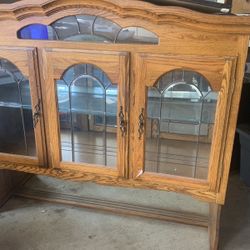 Solid Oak ChIna Cabinet Two Piece