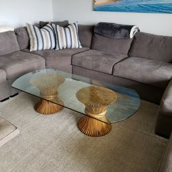 Vintage McGuire Bamboo Glass Top Coffee Table