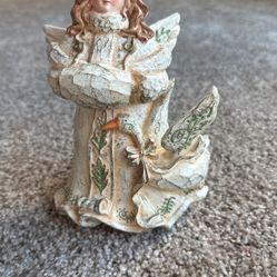 7.5” Resin Christmas Angel W/ Goose Figurine