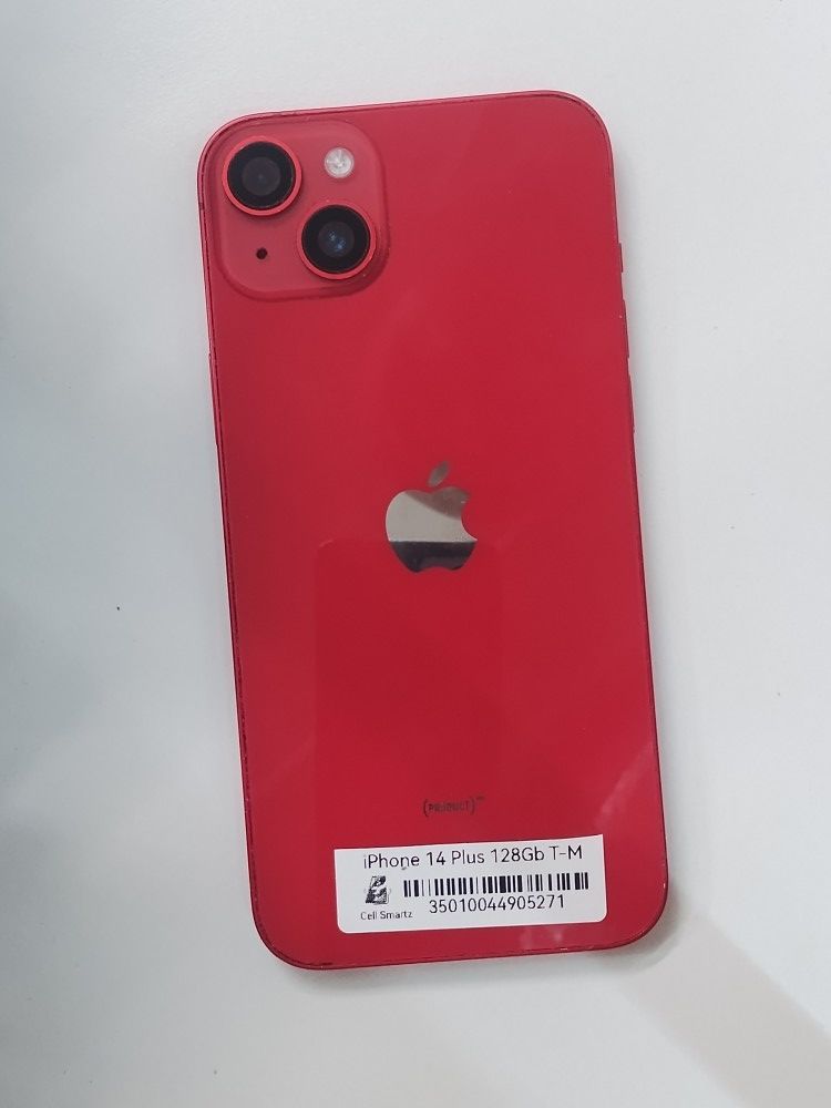 14 Plus 128Gb Red Clean Like New With Charger And Warranty 💯 ( T Mobile)