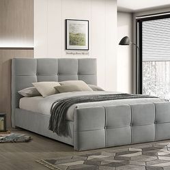 Brand New Light Gray Or Beige Queen Bed Frame