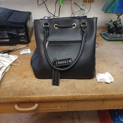 La Terre Black Vegan Leather crossbody bag with matching wallet