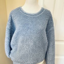 Lululemon Blue Sherpa Fleece Pullover Sweater Sz 8 | Cozy Teddy Half-Zip