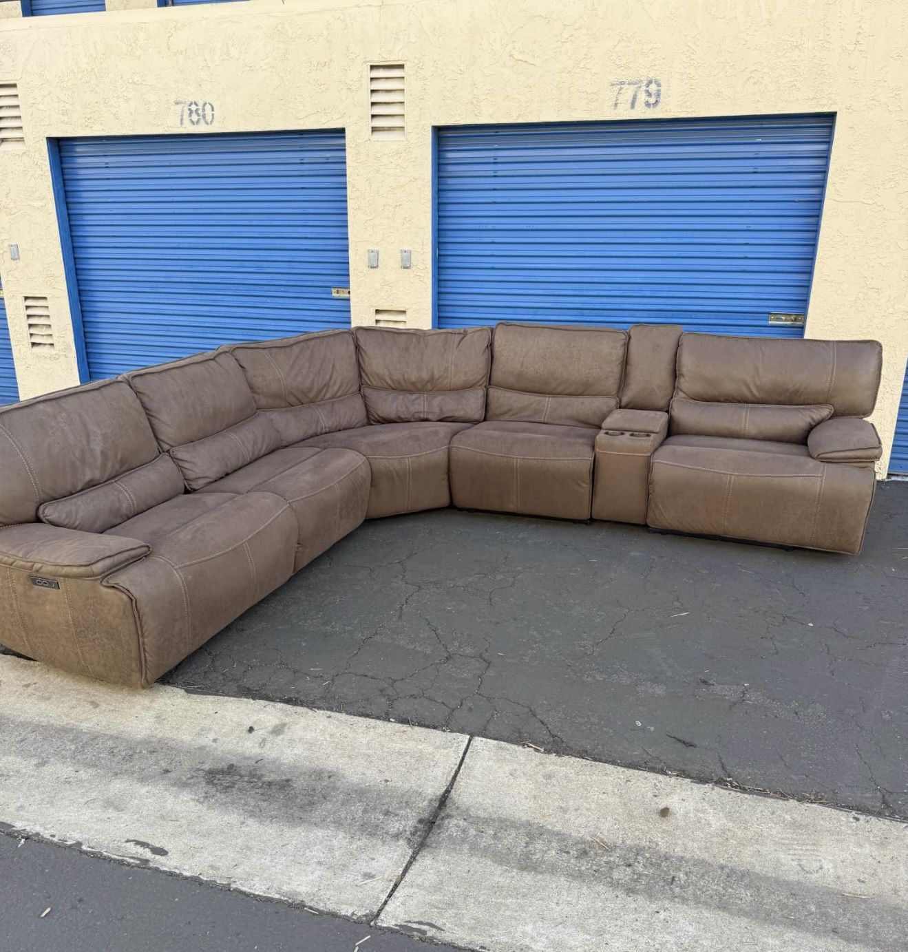 Brower Fabric Power Reclining Sectional w/ Power Headrests – Lightly Used