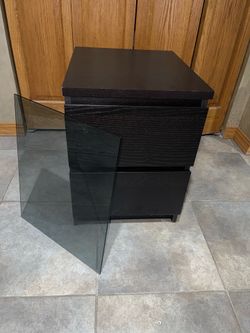 IKEA Malm Nightstand with Glass Top