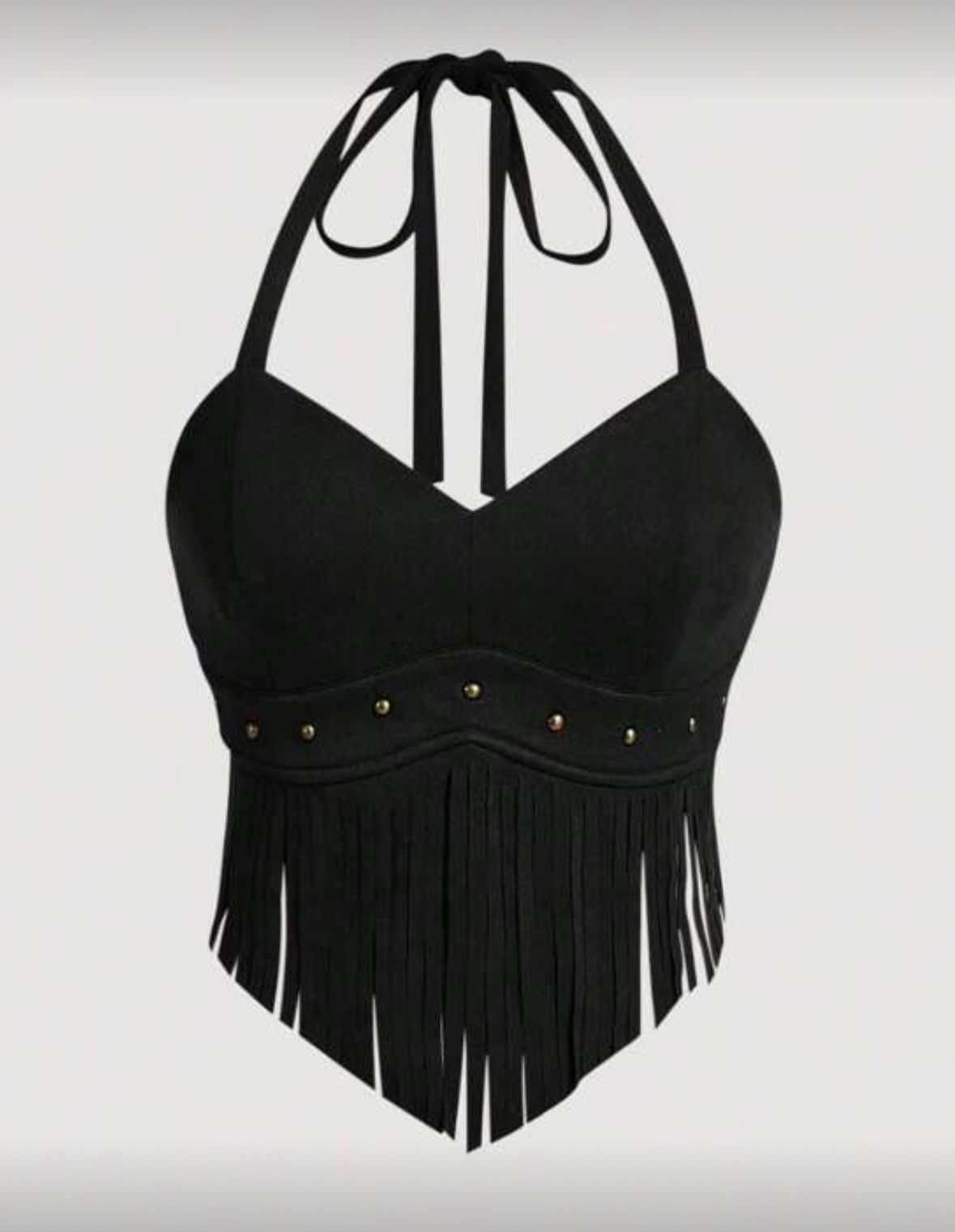 Women’s Summer Vintage Suede Halter Neck Top