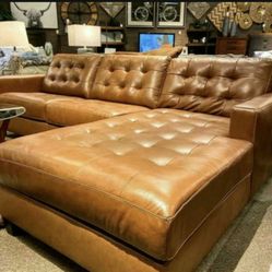 ❤️🧡🧡Baskove Auburn Leather Sectional Sofa 2639